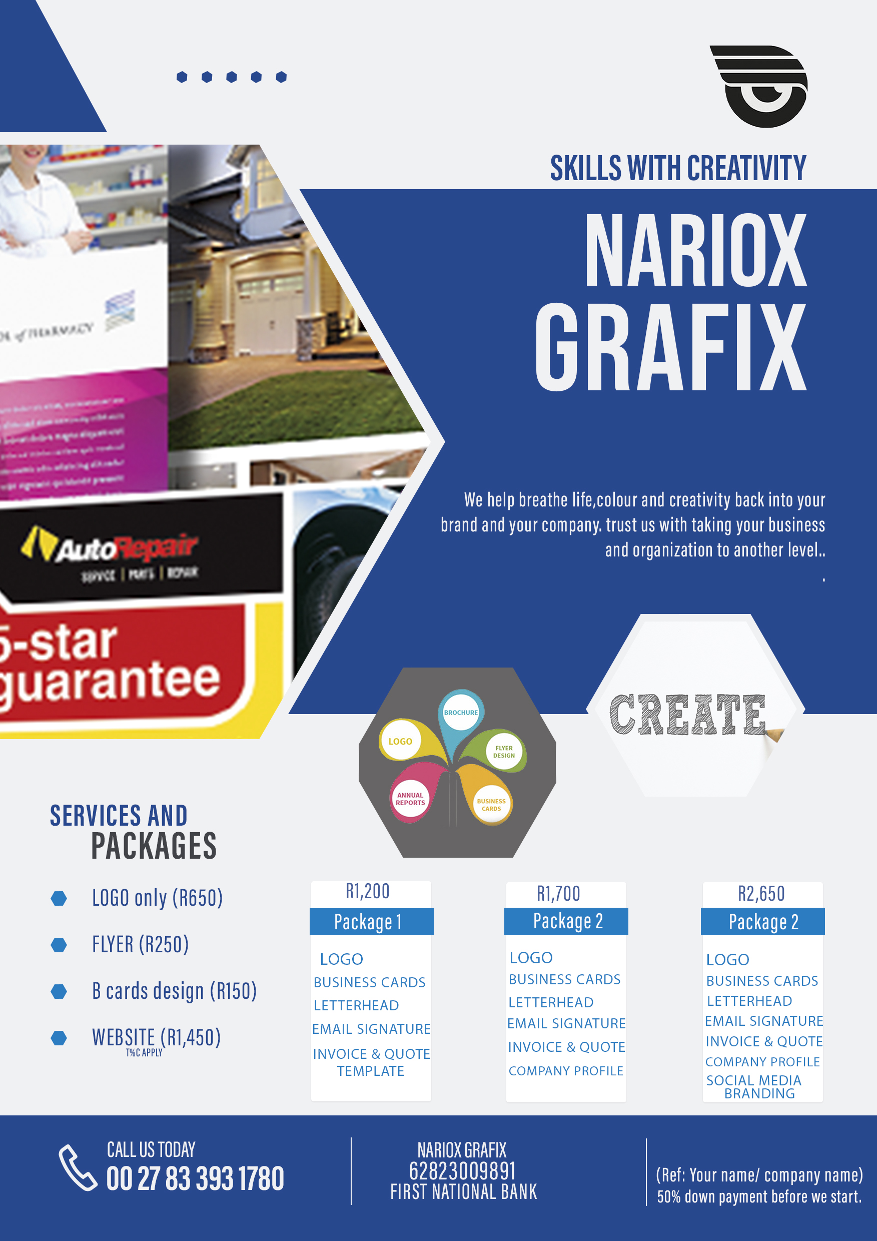 Call us for your logos, business cards etc...